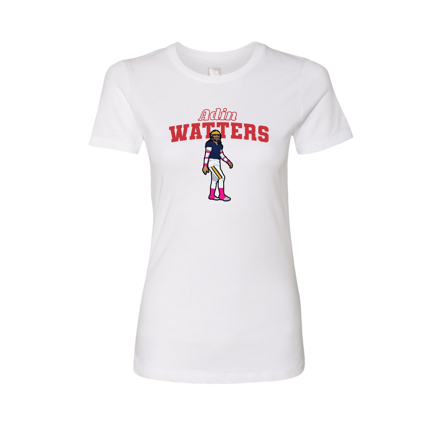 Fitted Women's Tee — Name Arch in White