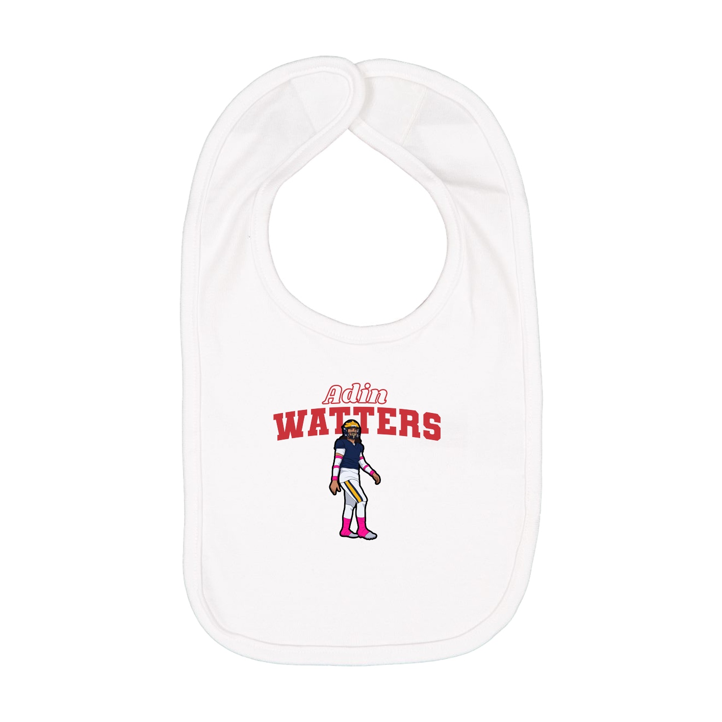 Infant Bib — Name Arch in White