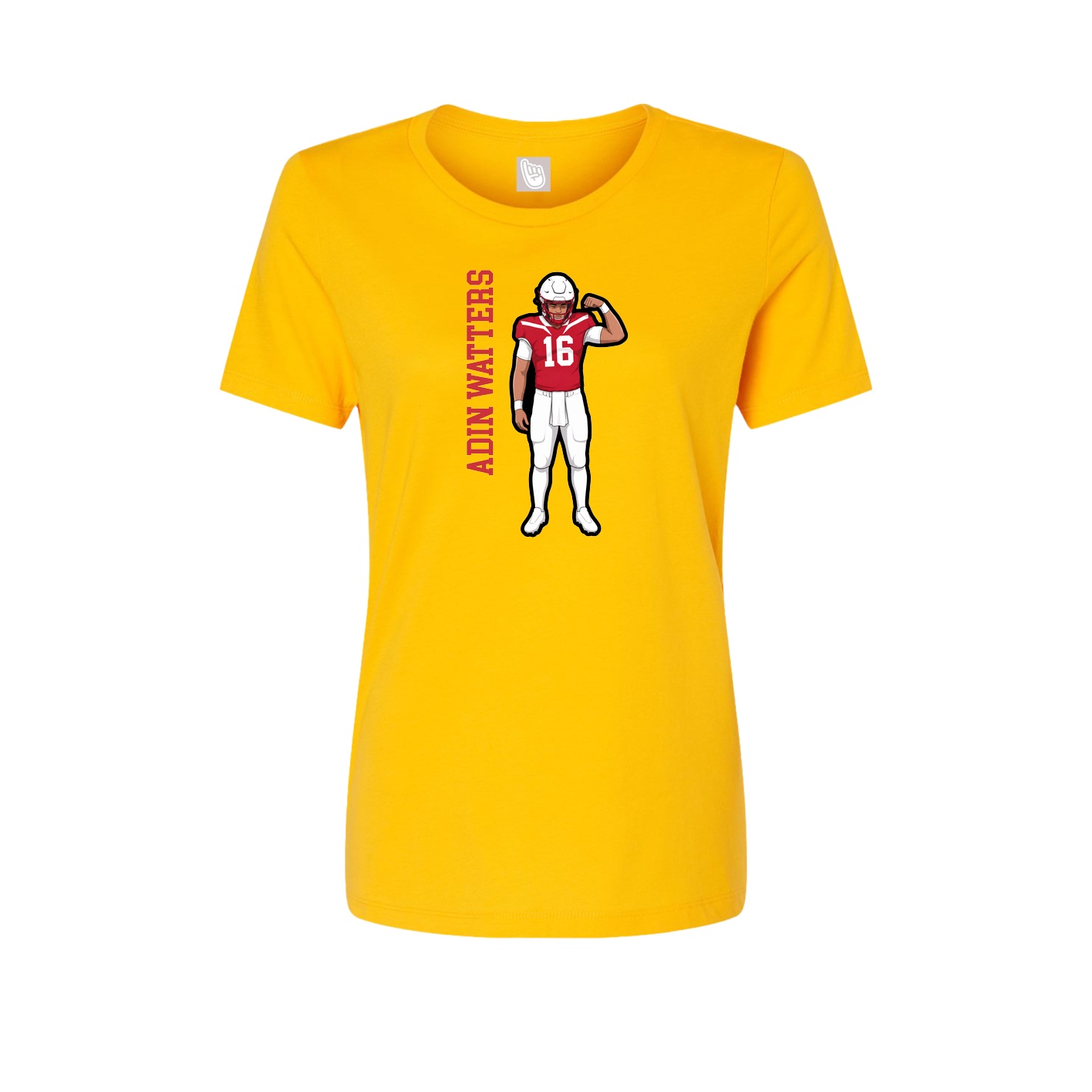 Fitted Women's Tee — Name Vertical in Gold