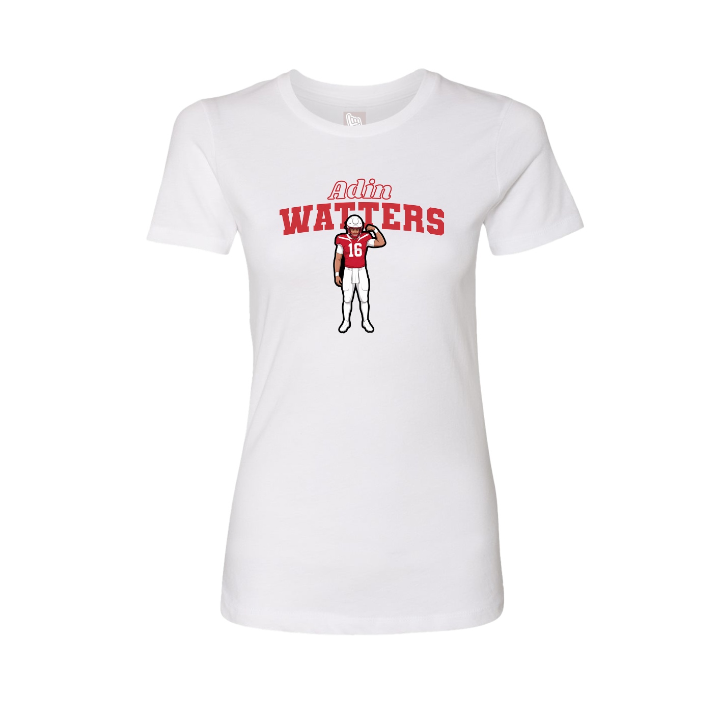 Fitted Women's Tee — Name Arch in White