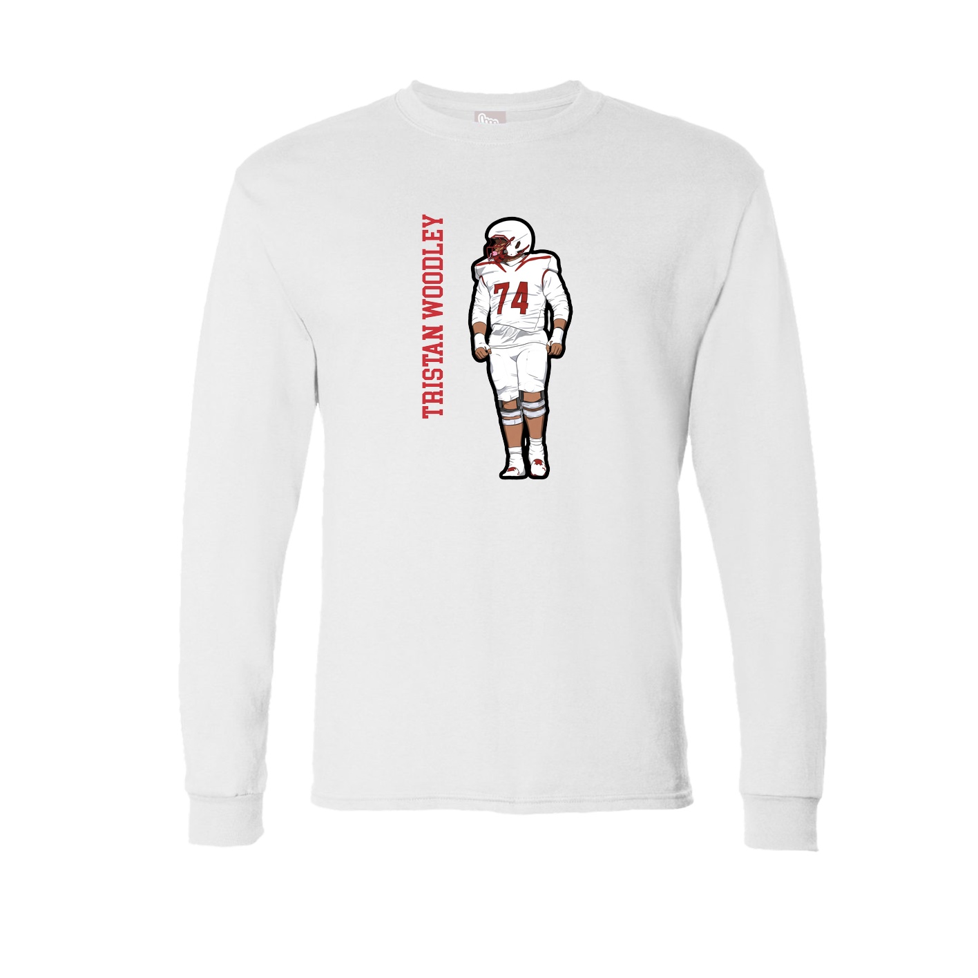 Long Sleeve Tee — Name Vertical in White