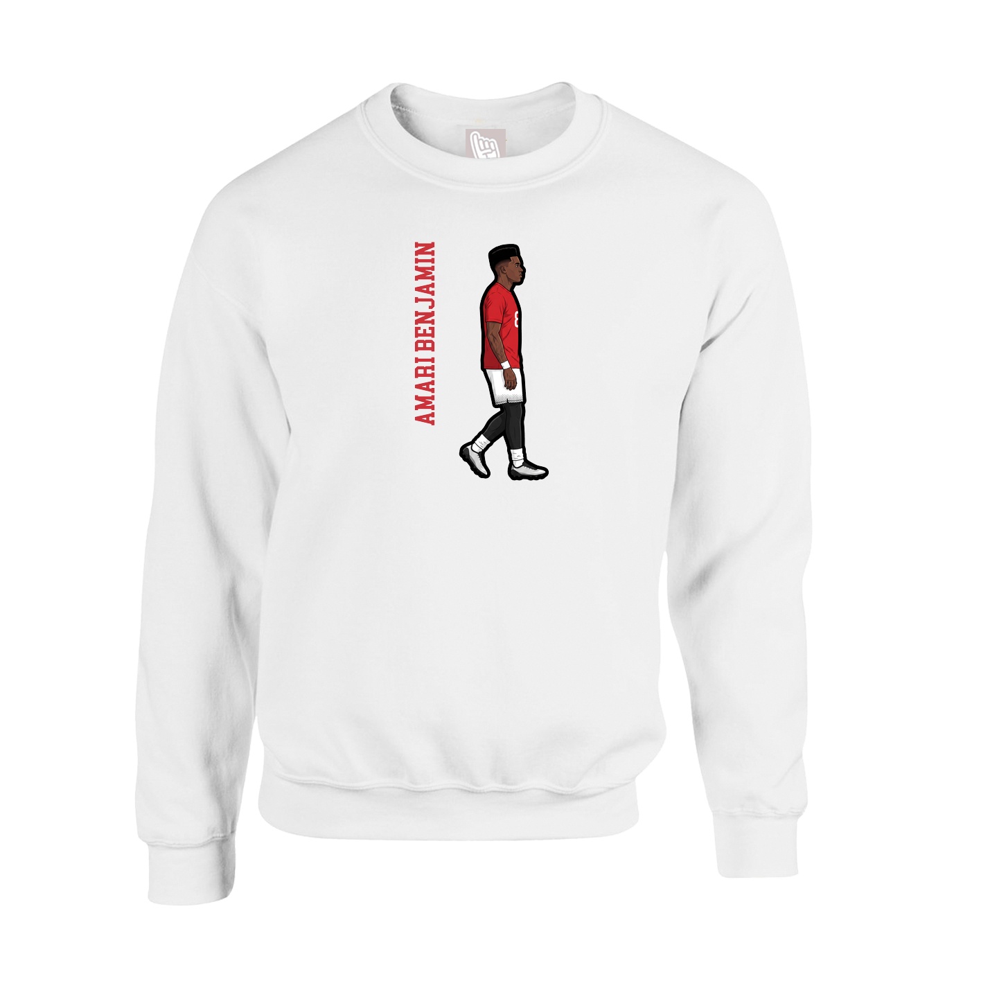 Fleece Crew — Name Vertical in White
