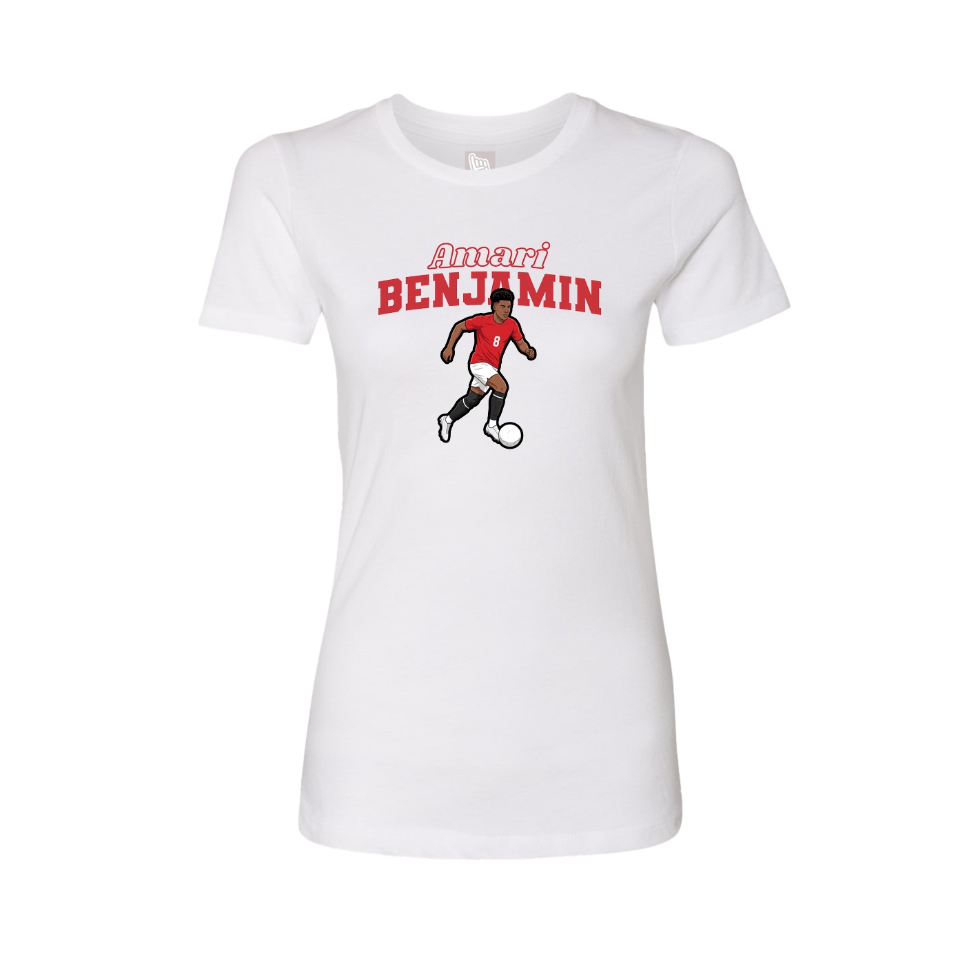 Fitted Women's Tee — Name Arch in White