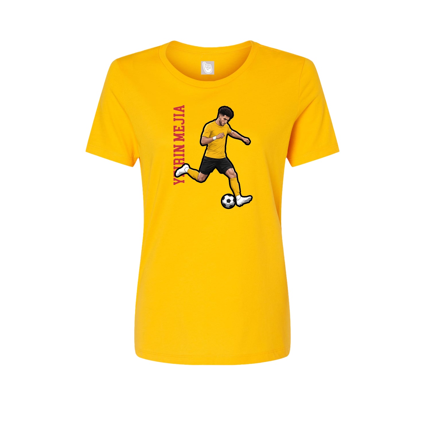 Fitted Women's Tee — Name Vertical in Gold