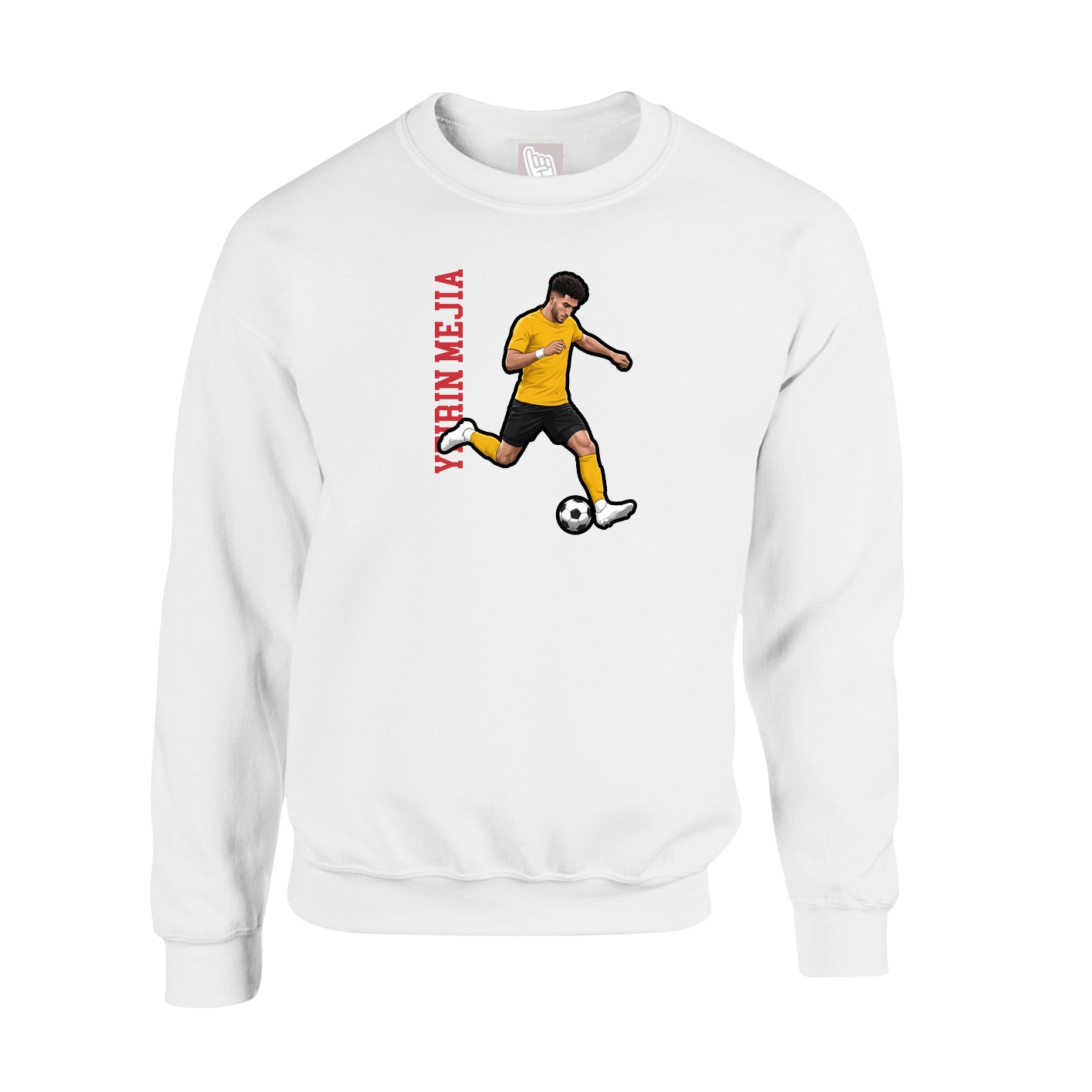 Fleece Crew — Name Vertical in White