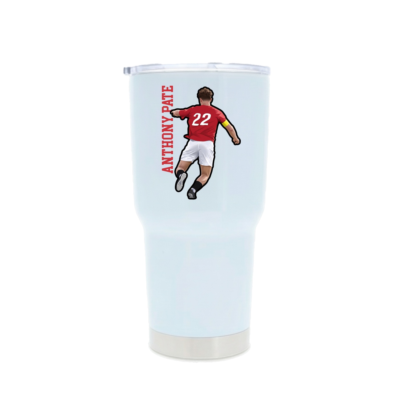 30oz Stainless Steel Tumbler — Name Vertical in White