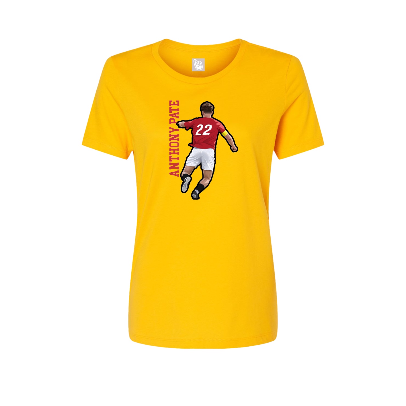 Fitted Women's Tee — Name Vertical in Gold