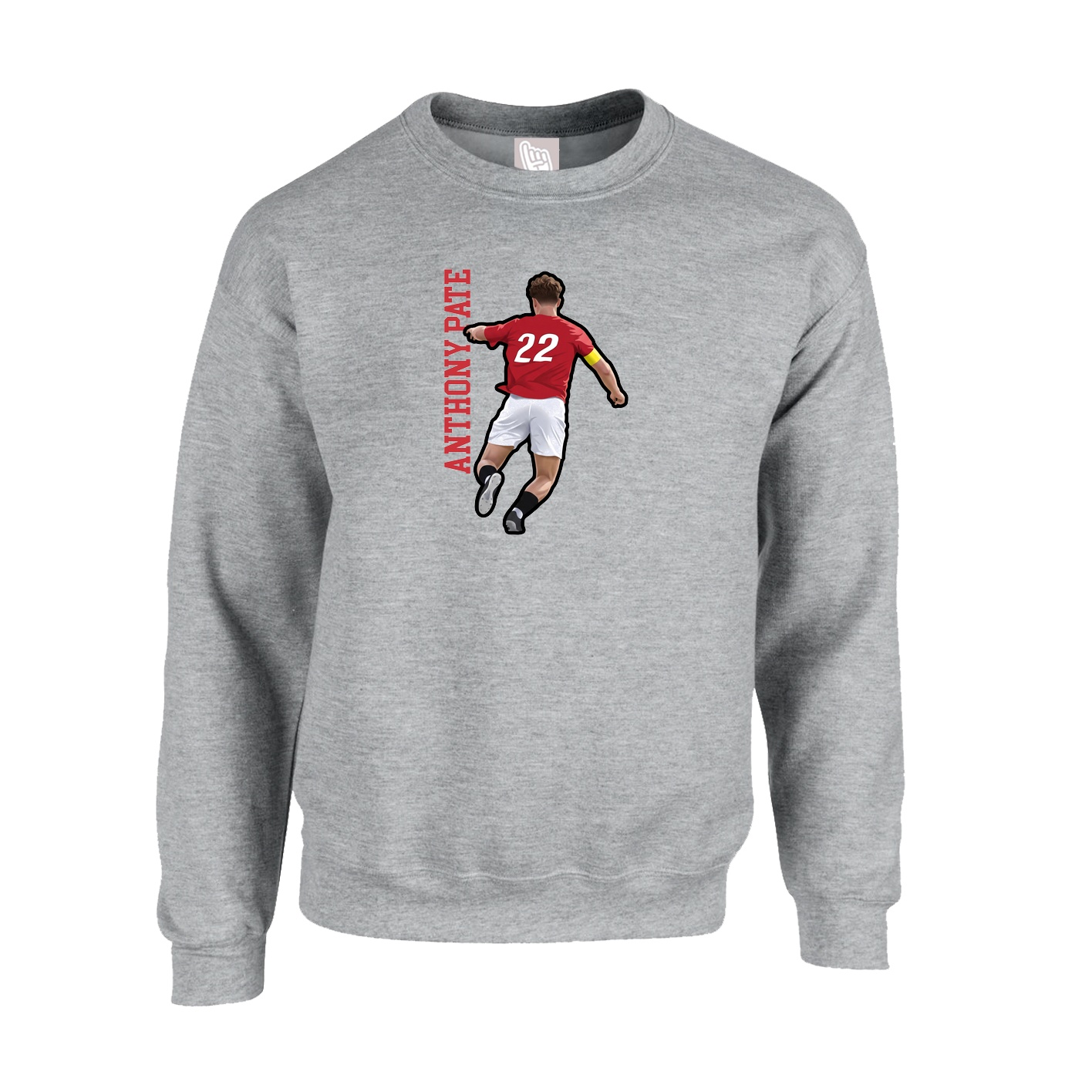 Fleece Crew — Name Vertical in Grey