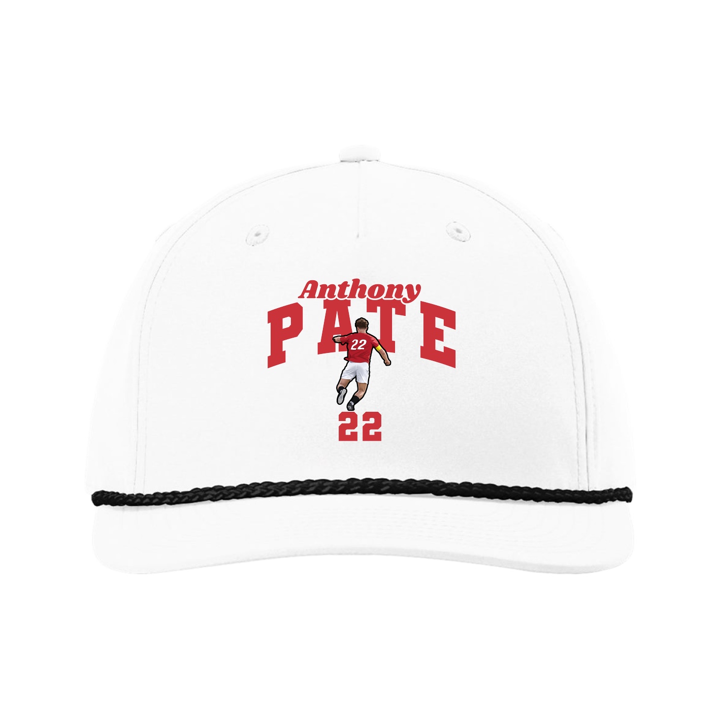 Five-Panel Classic Rope Cap — Signature Arch in White