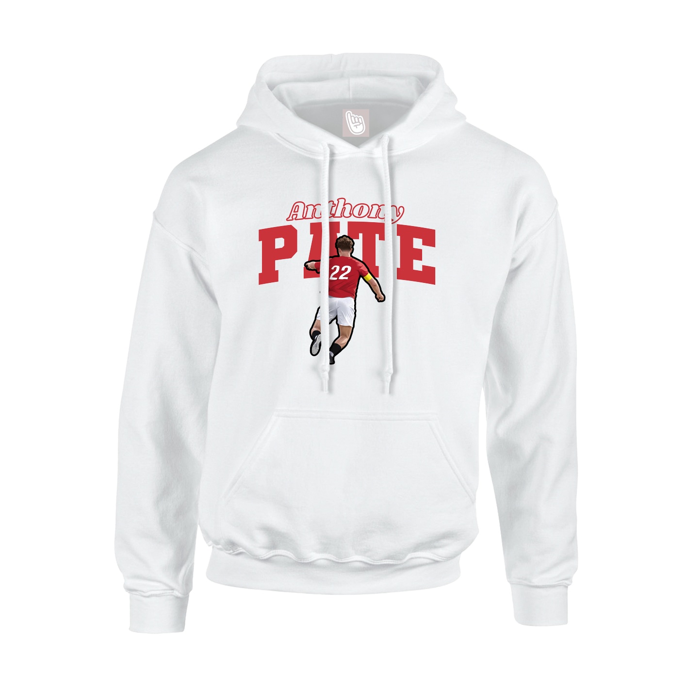 Youth Hoodie — Name Arch in White