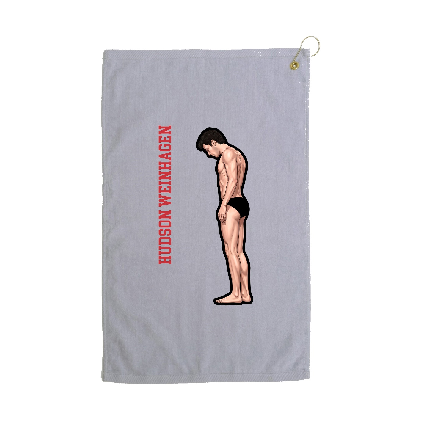 Golf Towel — Name Vertical in Grey