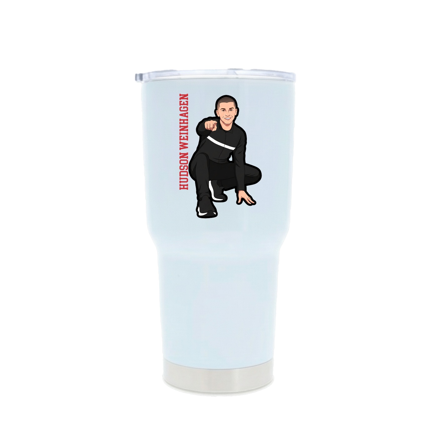 30oz Stainless Steel Tumbler — Name Vertical in White