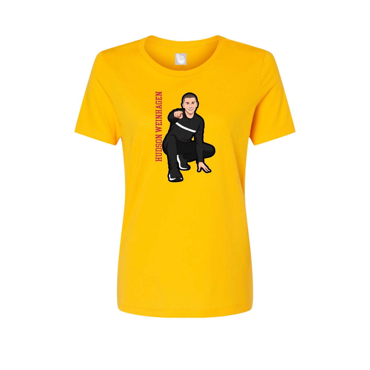 Fitted Women's Tee — Name Vertical in Gold