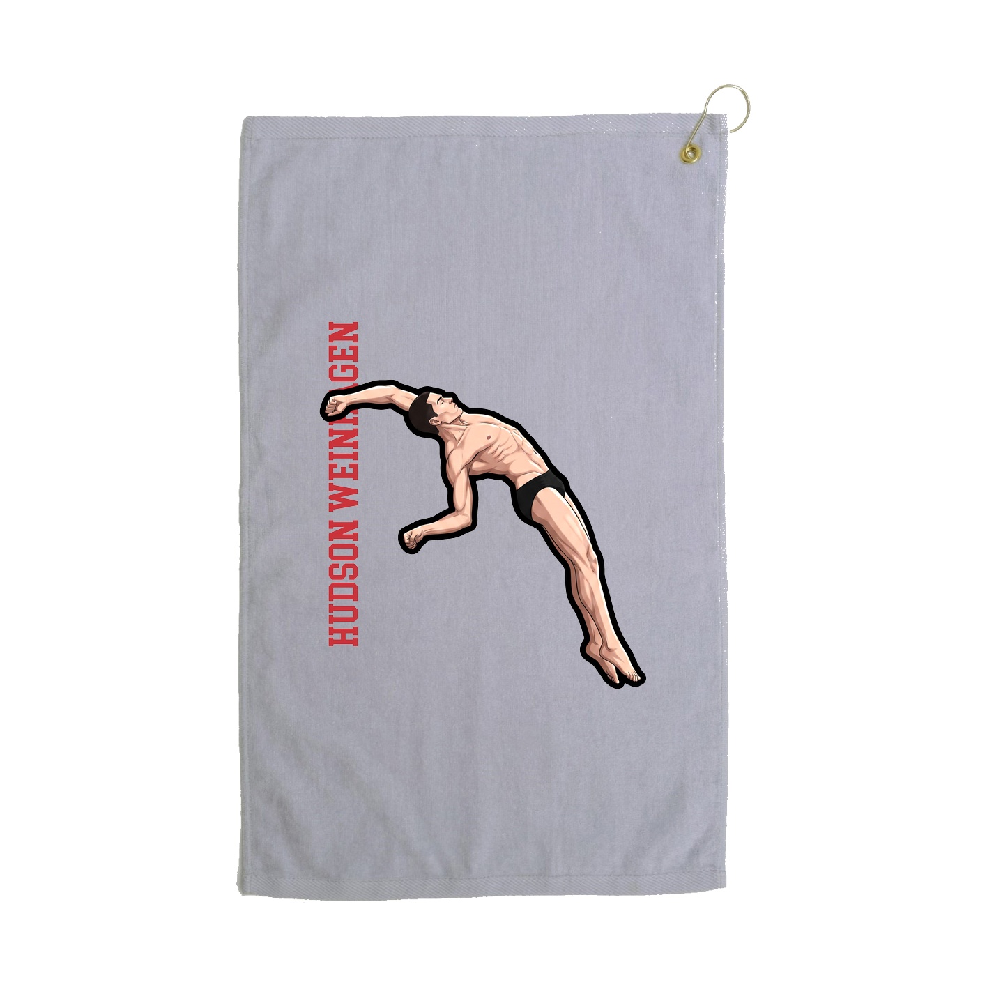 Golf Towel — Name Vertical in Grey