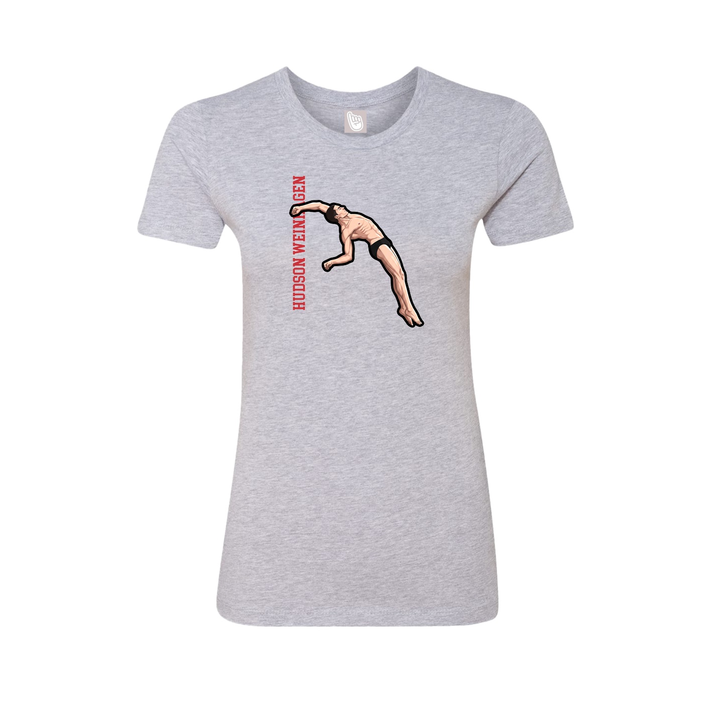Fitted Women's Tee — Name Vertical in Grey