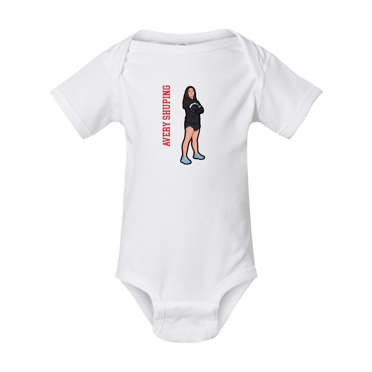Baby Onesie — Name Vertical in White
