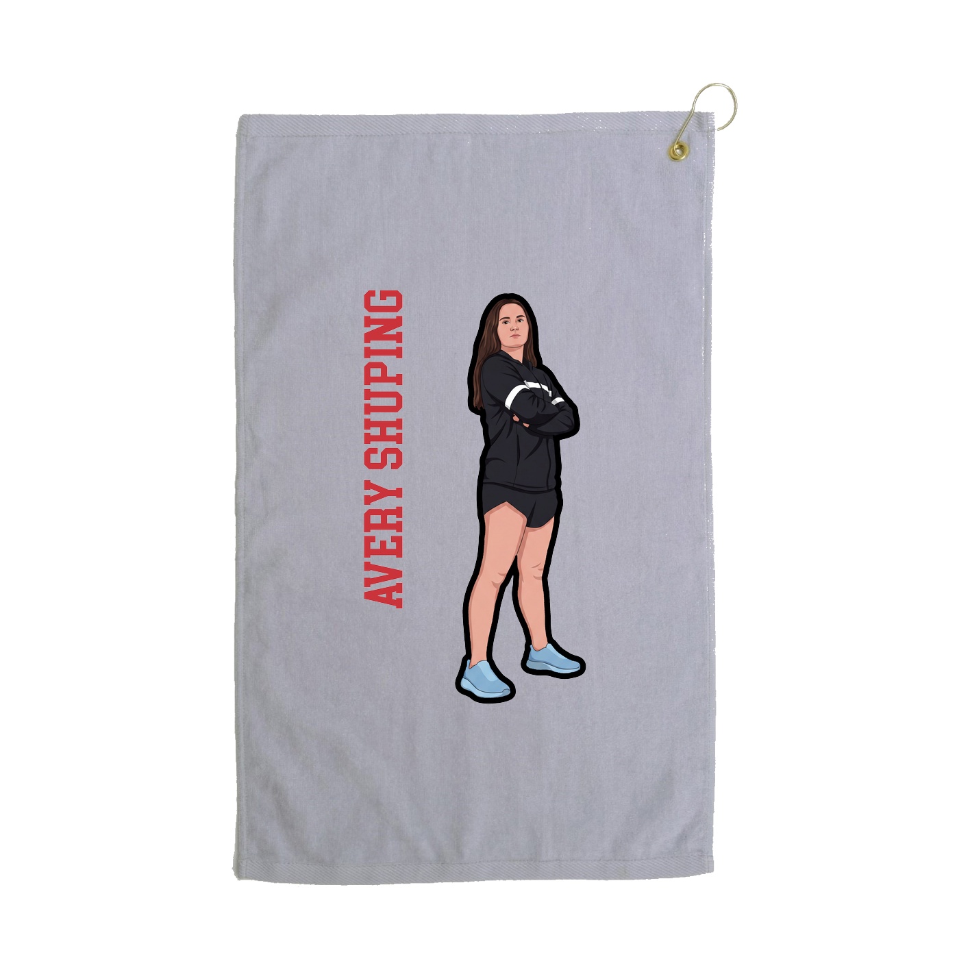 Golf Towel — Name Vertical in Grey