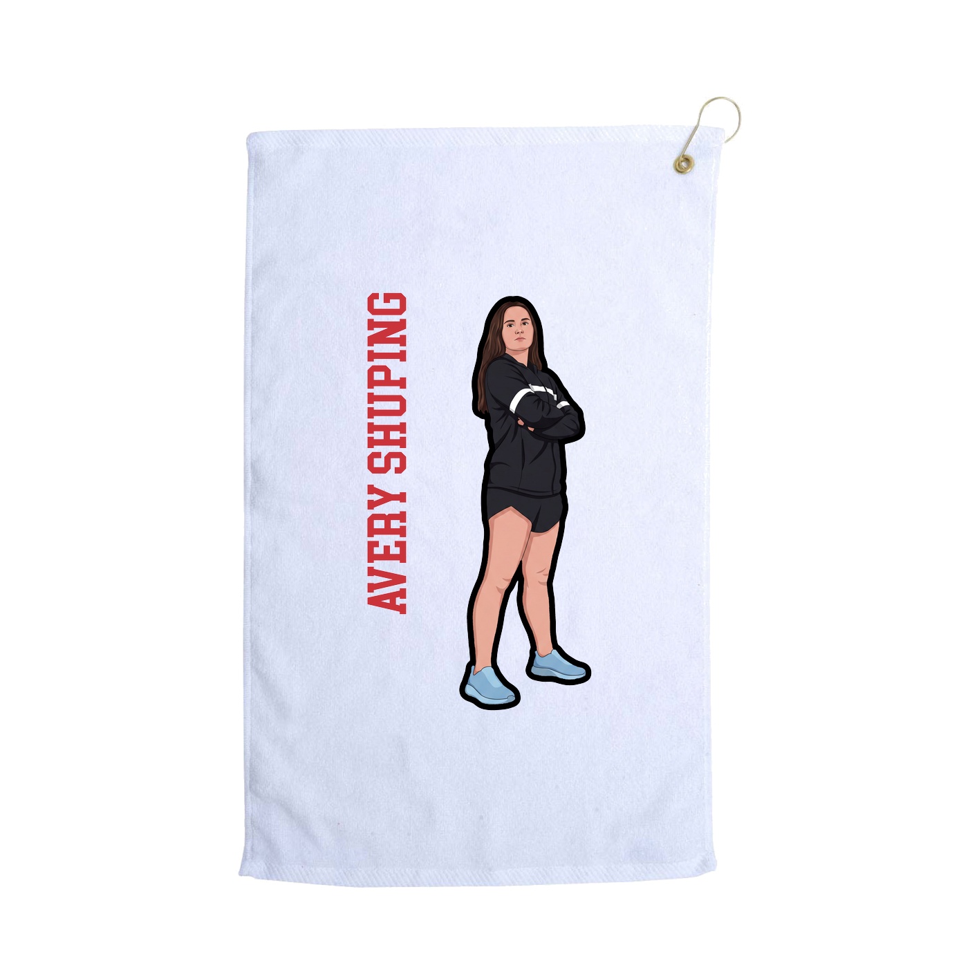 Golf Towel — Name Vertical in White