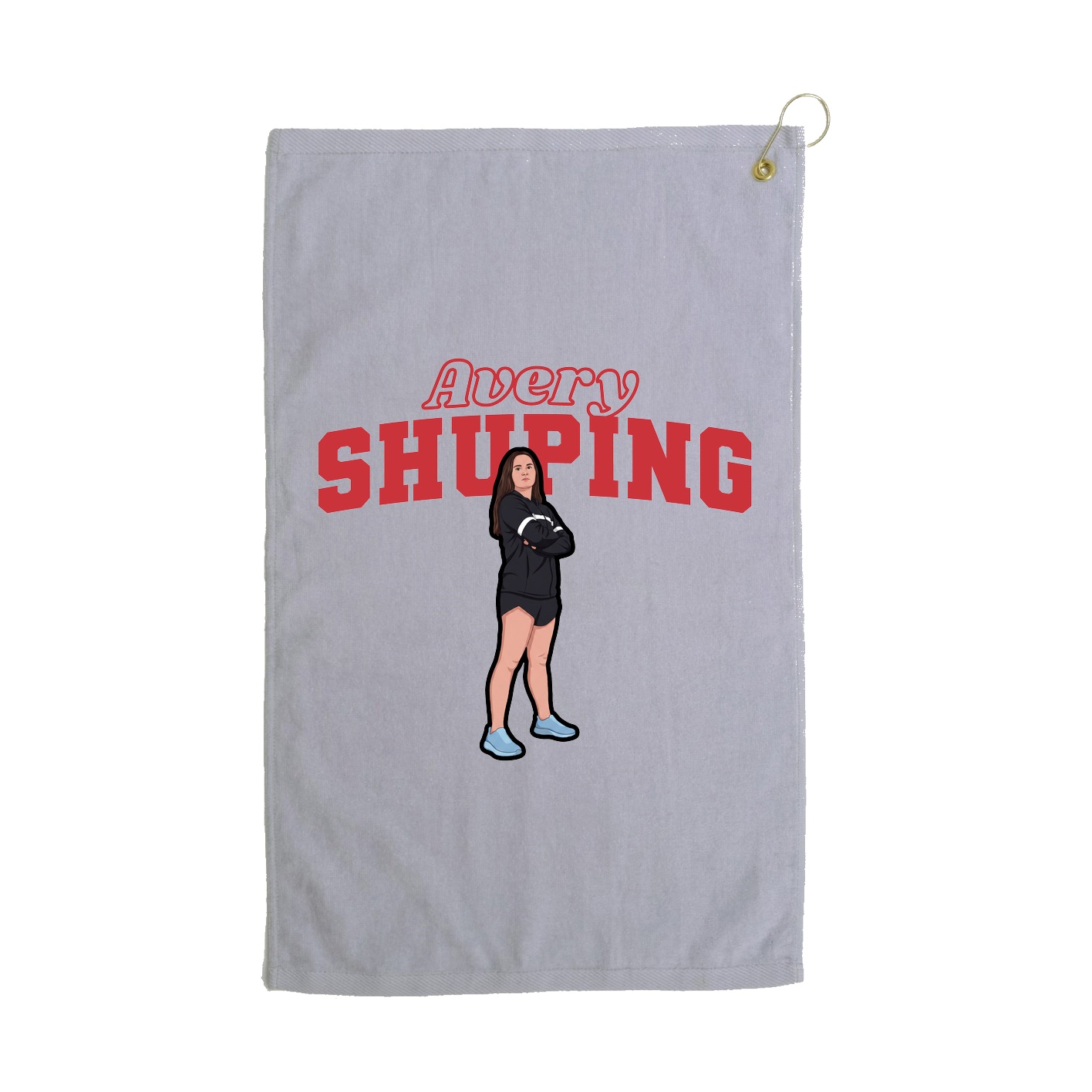 Golf Towel — Name Arch in Grey