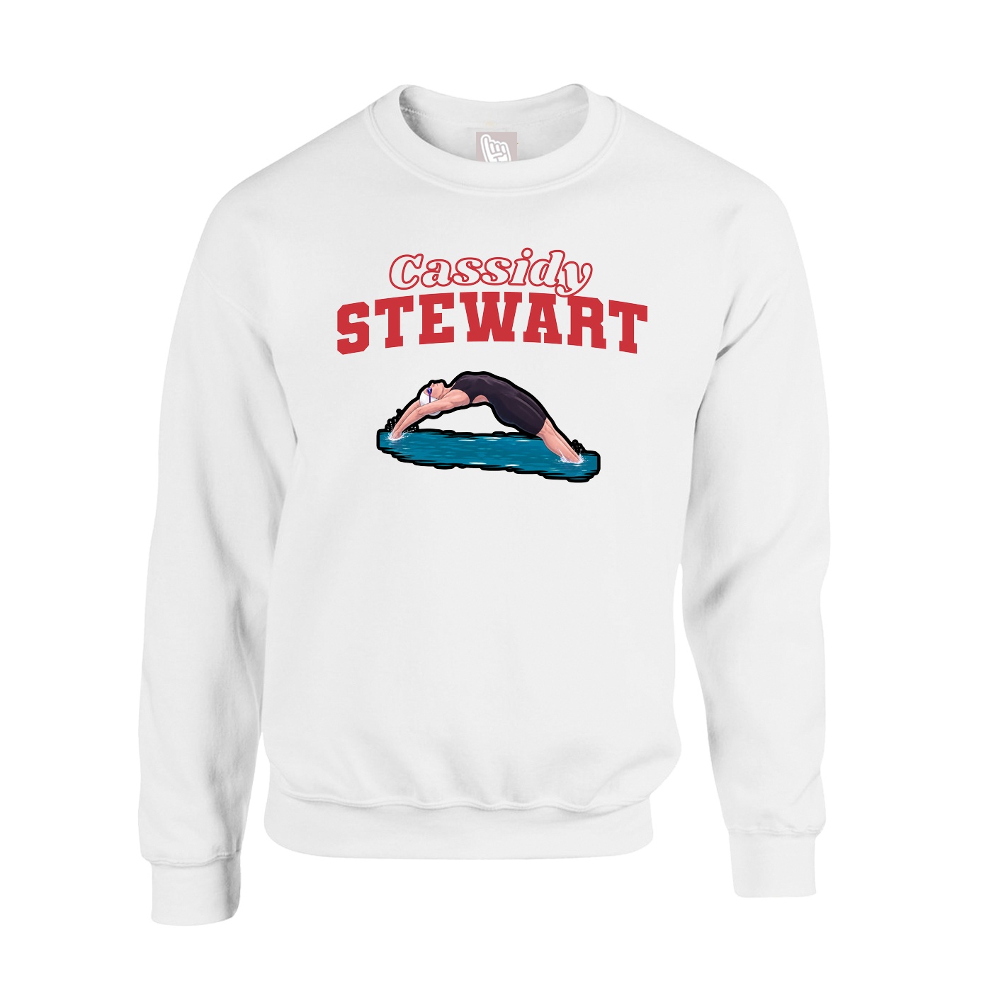 Fleece Crew — Name Arch in White