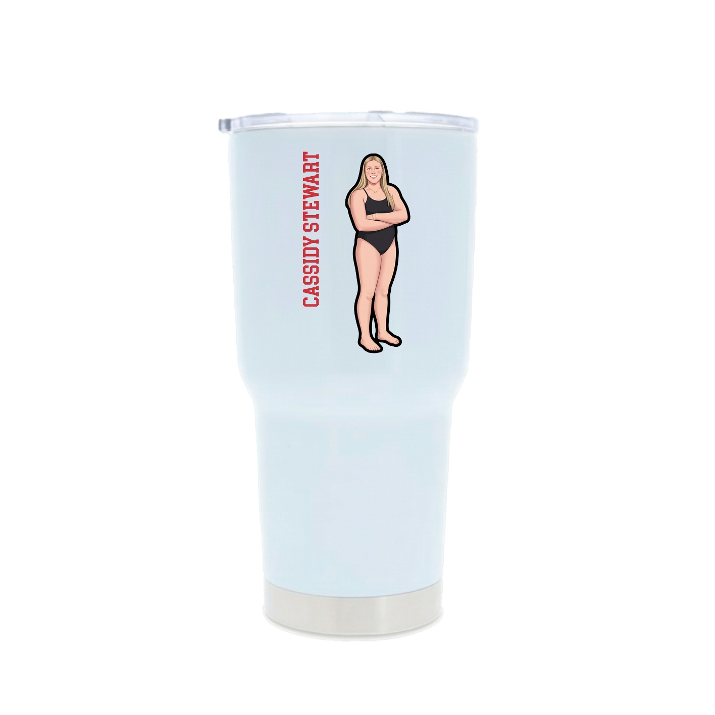 30oz Stainless Steel Tumbler — Name Vertical in White