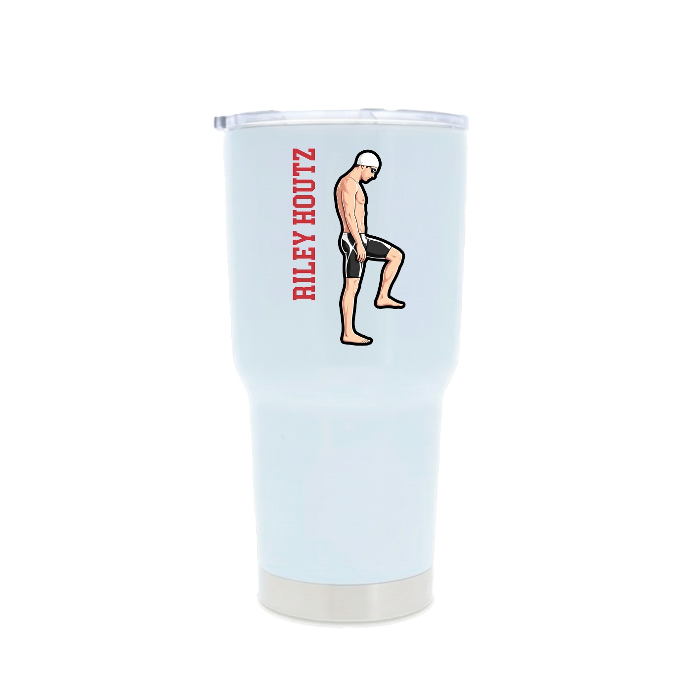 30oz Stainless Steel Tumbler — Name Vertical in White