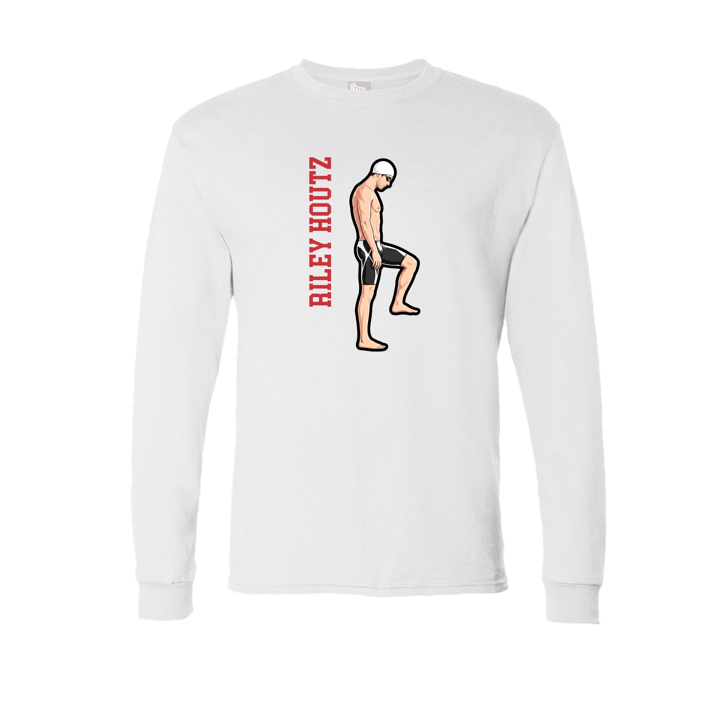 Long Sleeve Tee — Name Vertical in White