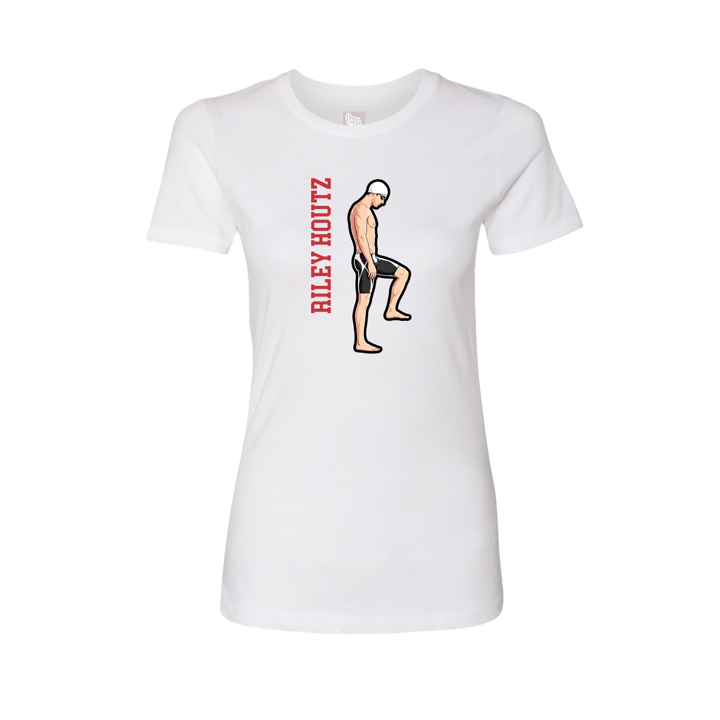 Fitted Women's Tee — Name Vertical in White