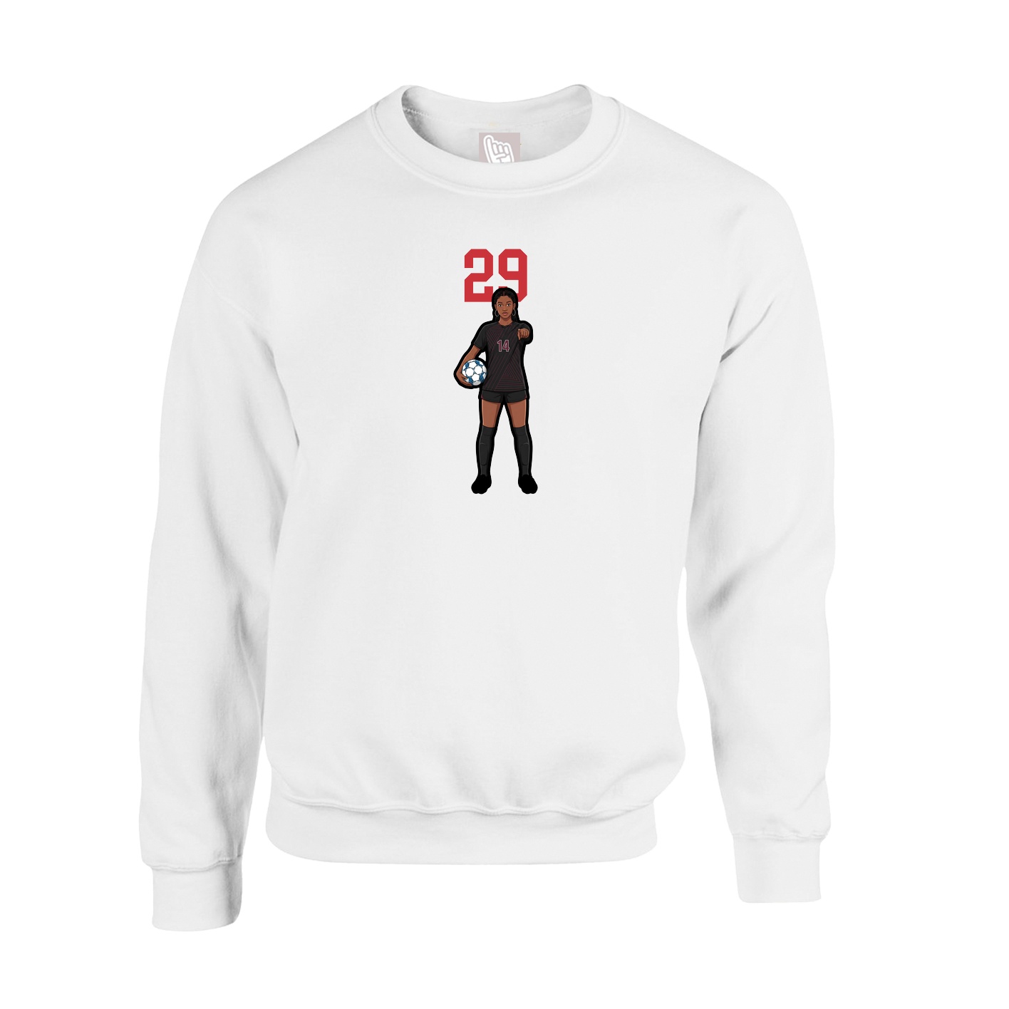 Fleece Crew — Number Top in White