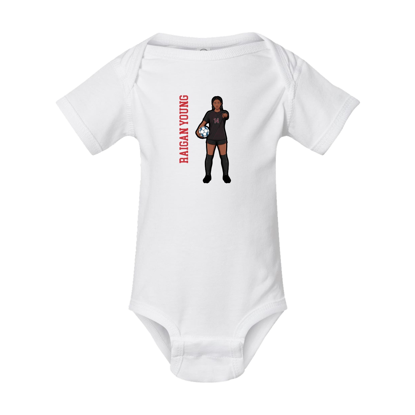 Baby Onesie — Name Vertical in White