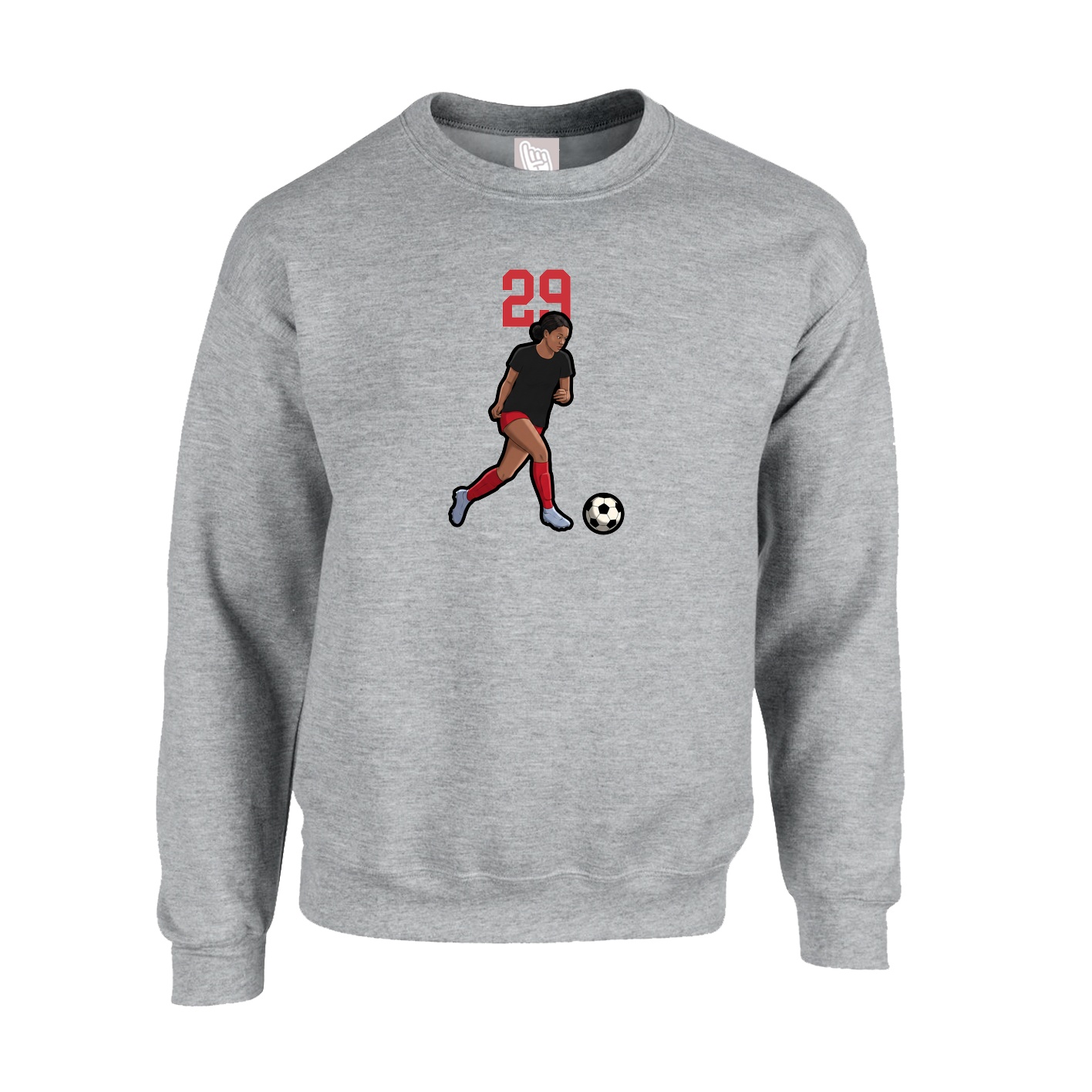 Fleece Crew — Number Top in Grey