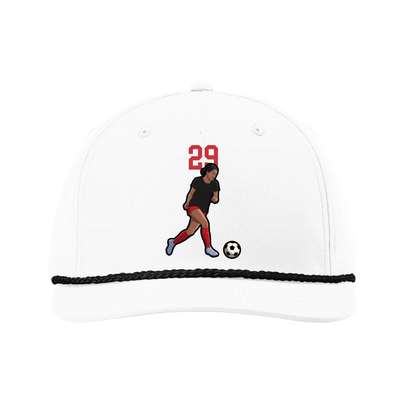 Five-Panel Classic Rope Cap — Number Top in White