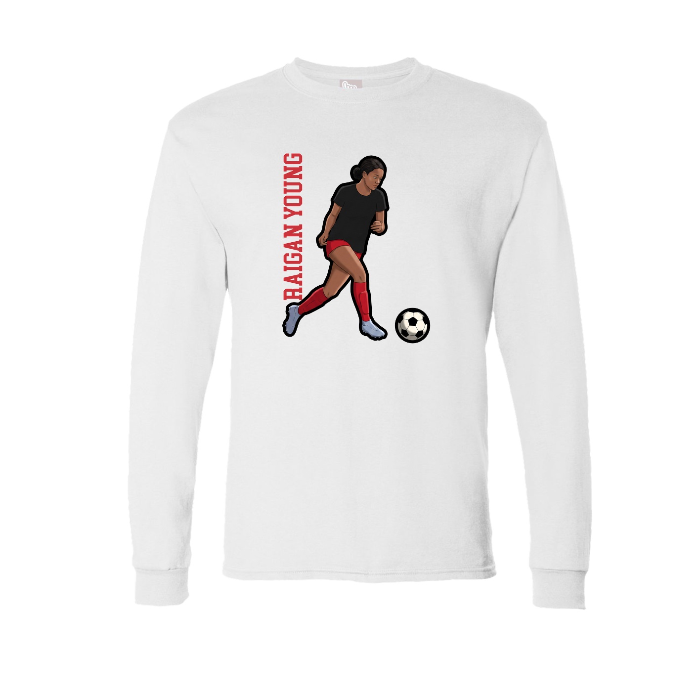 Long Sleeve Tee — Name Vertical in White