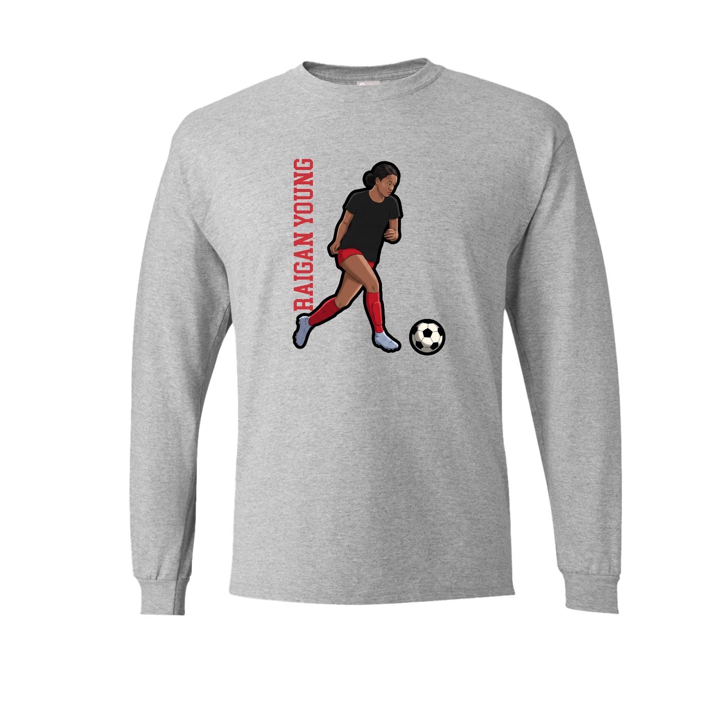 Long Sleeve Tee — Name Vertical in Grey