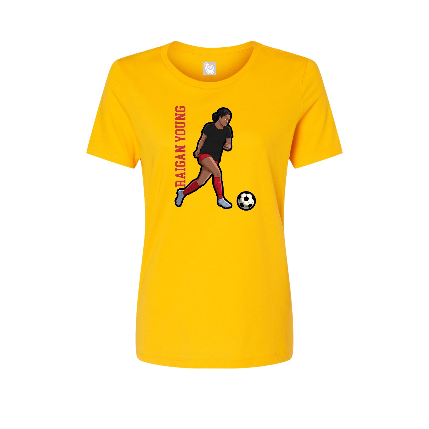 Fitted Women's Tee — Name Vertical in Gold