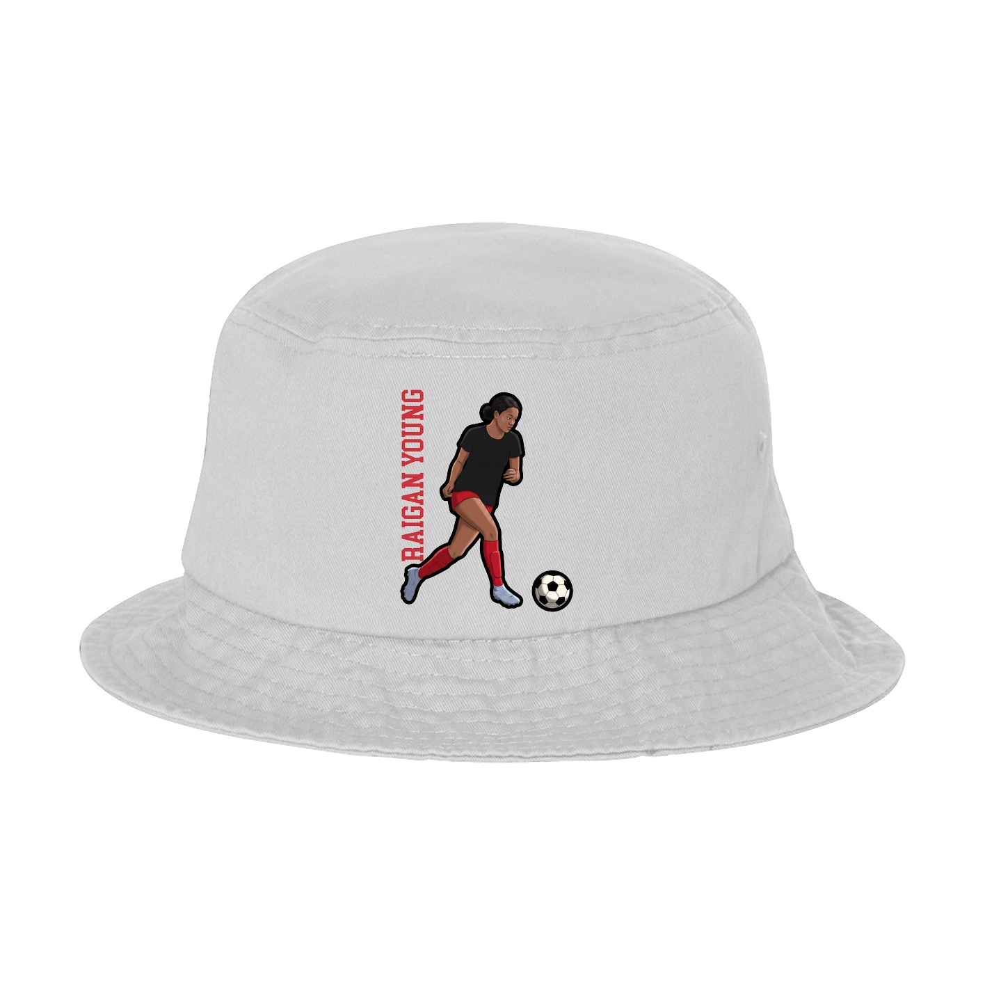 Bucket Cap — Name Vertical in White