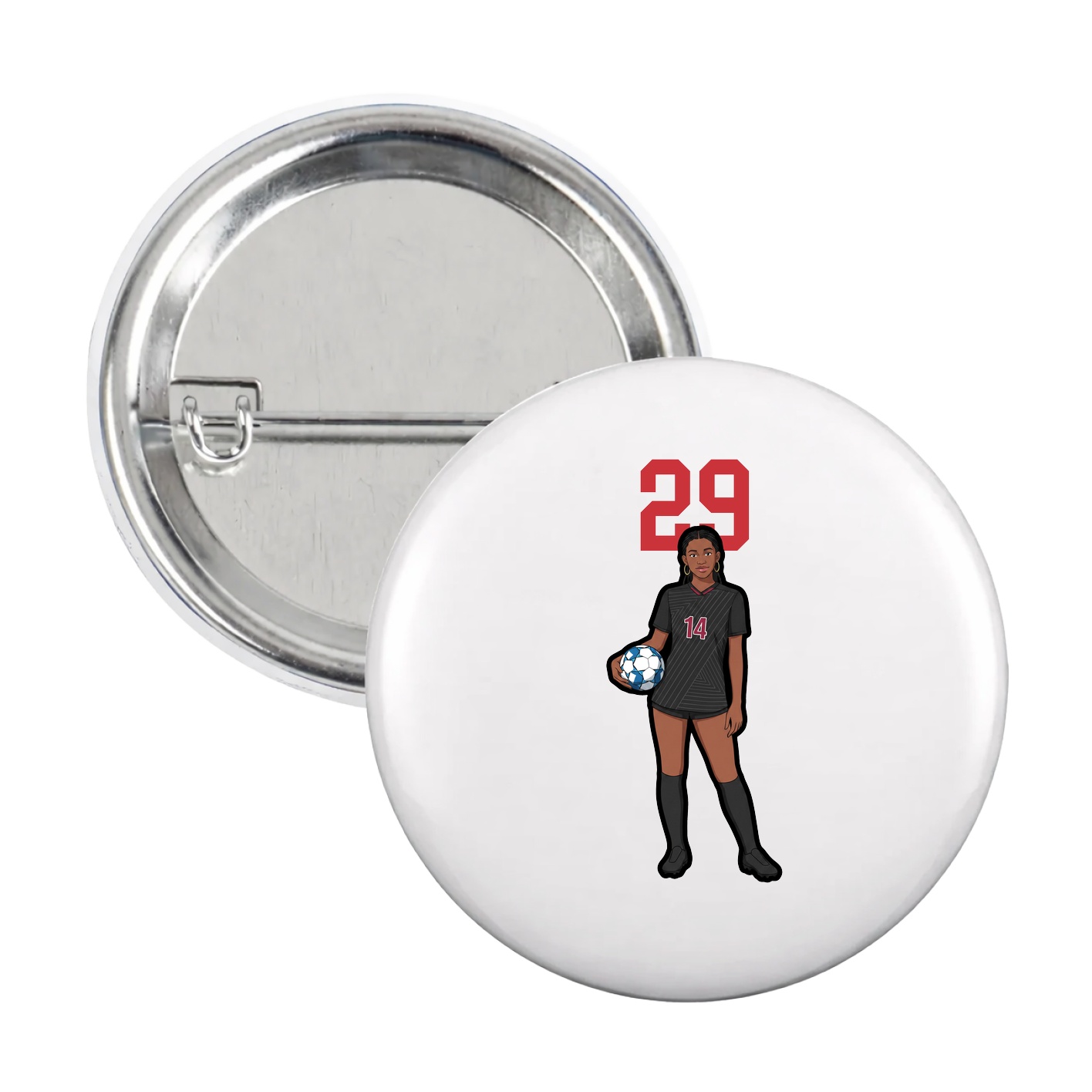 Game Day Button — Number Top in White