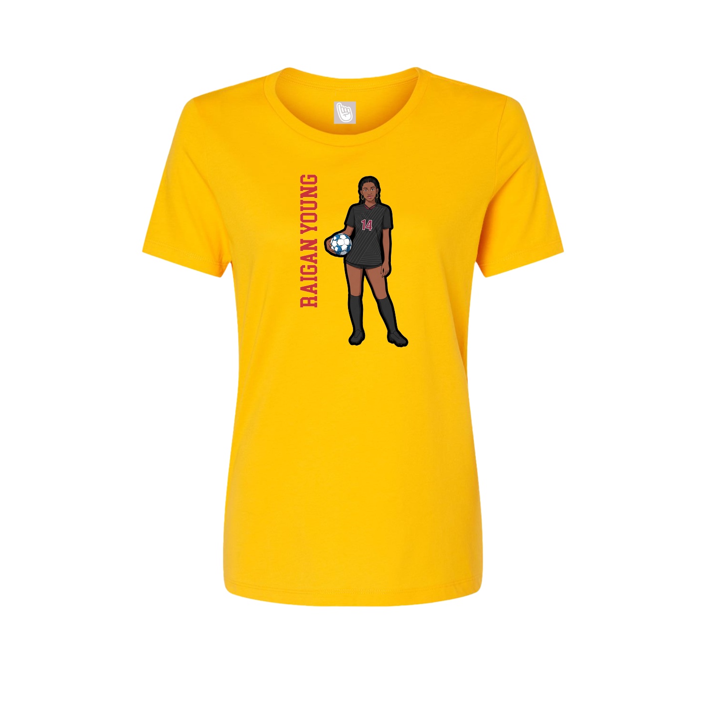 Womens Tee — Name Vertical in Gold