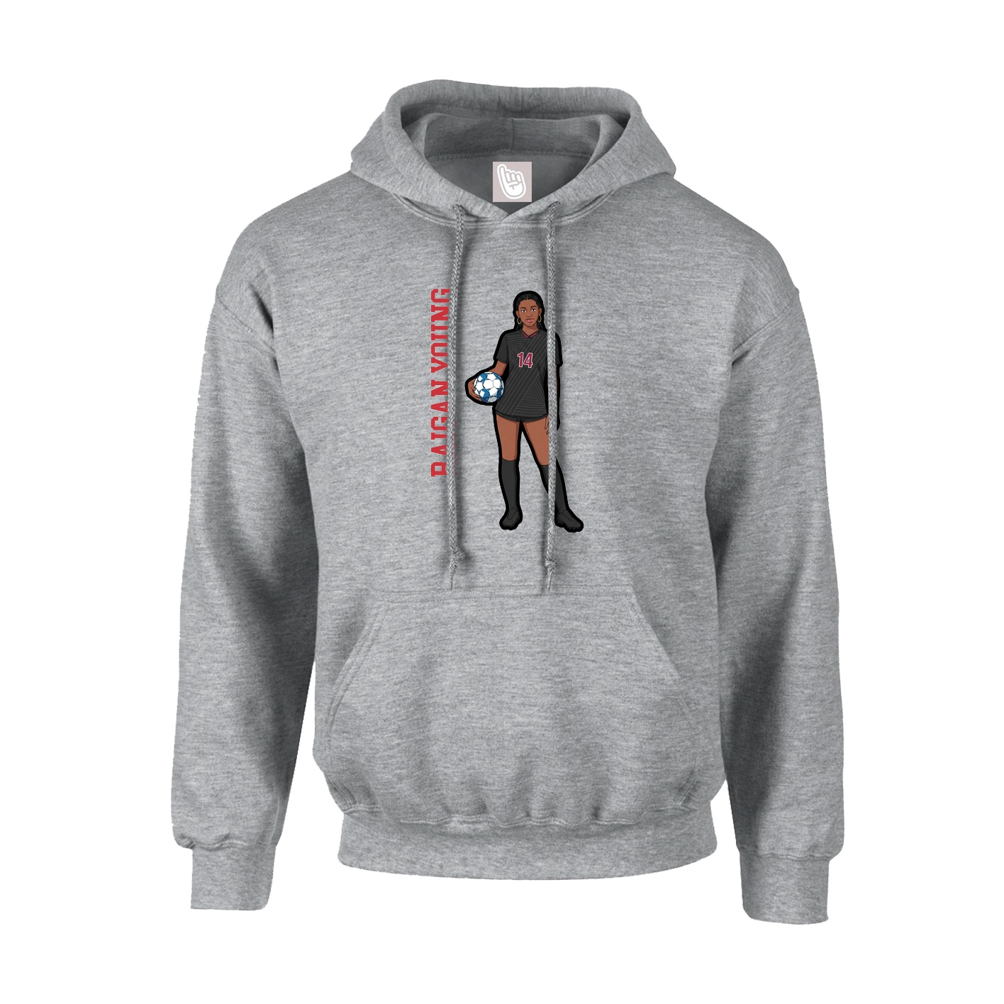 Hoodie — Name Vertical in Grey