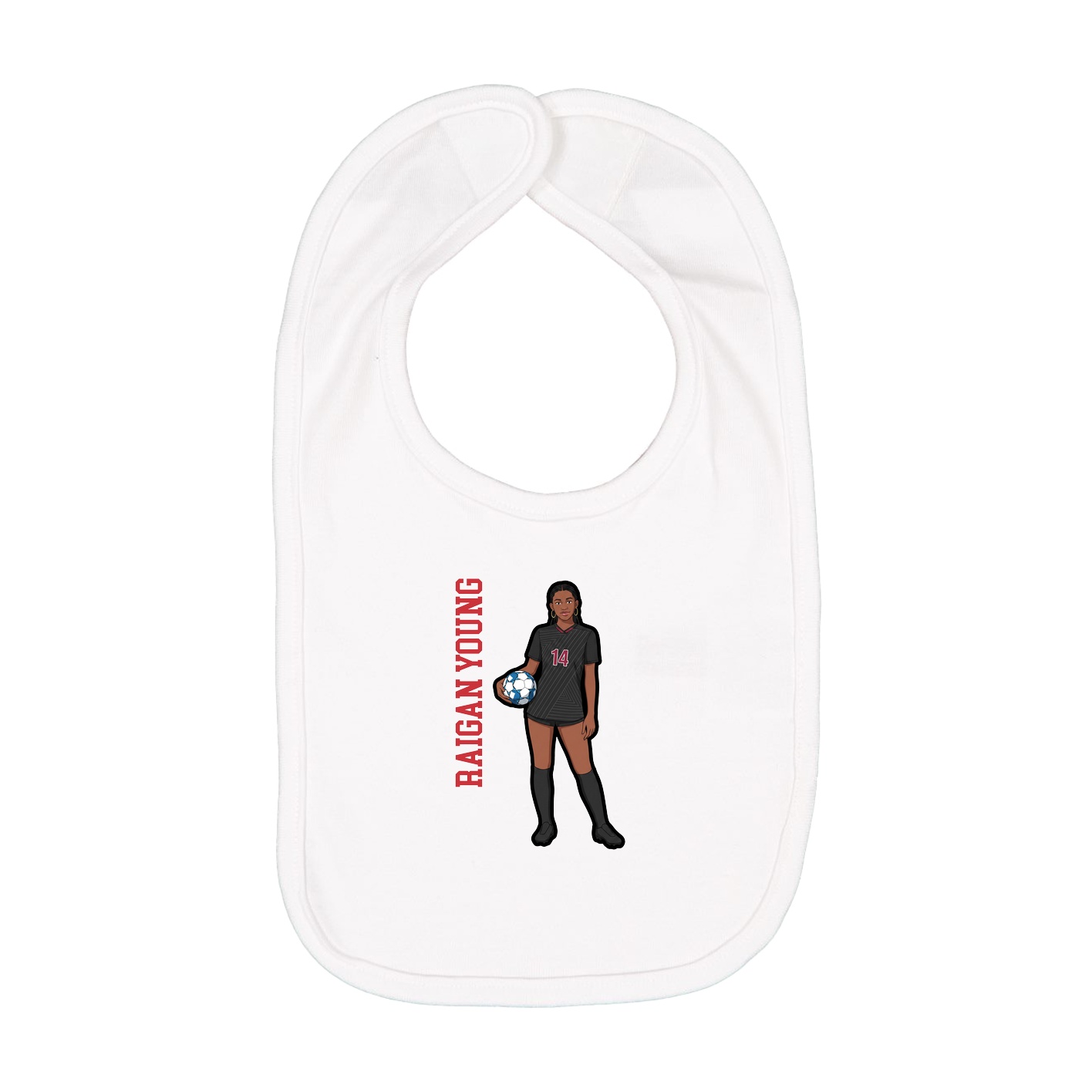 Infant Bib — Name Vertical in White