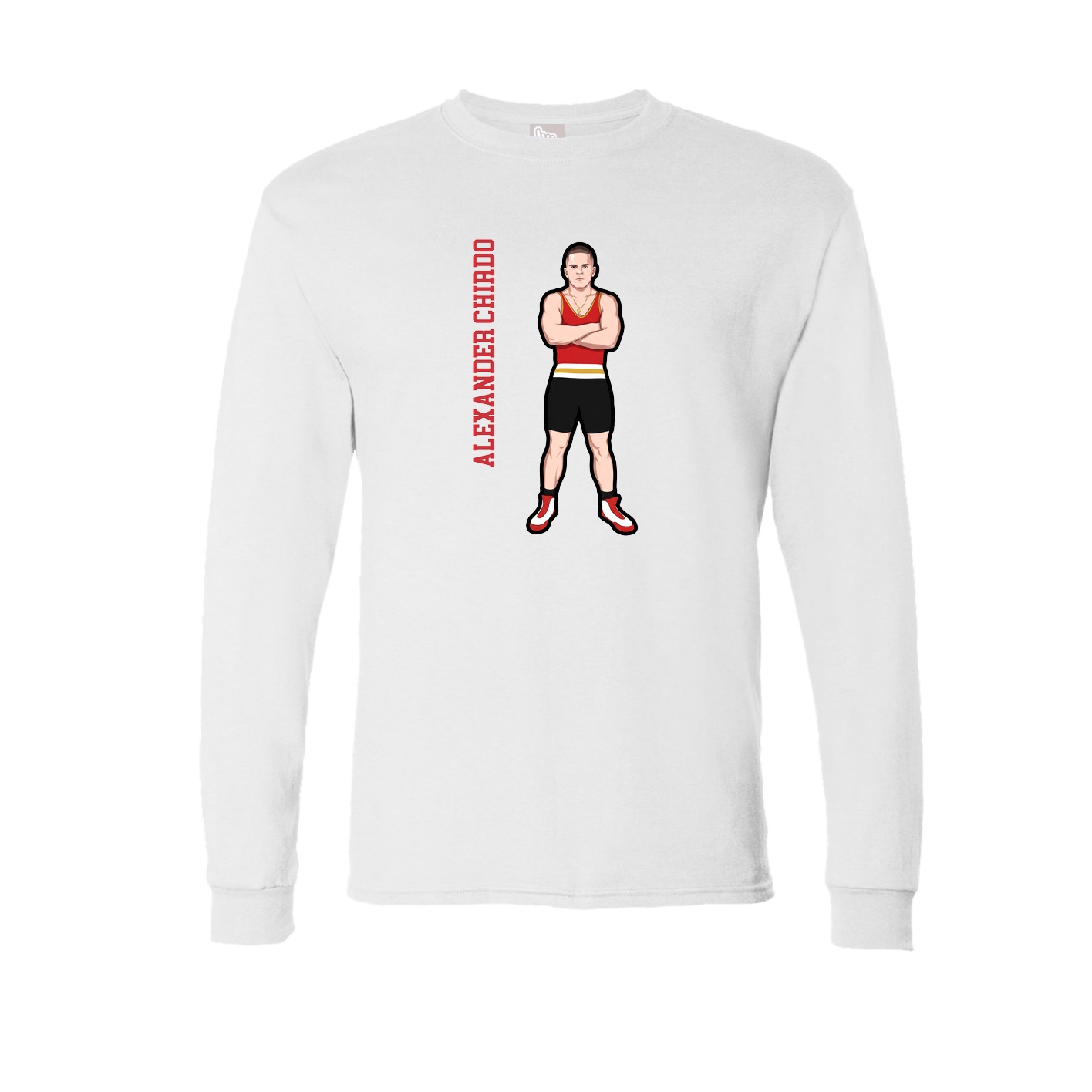 Long Sleeve Tee — Name Vertical in White