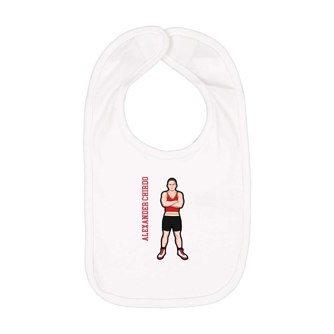 Infant Bib — Name Vertical in White