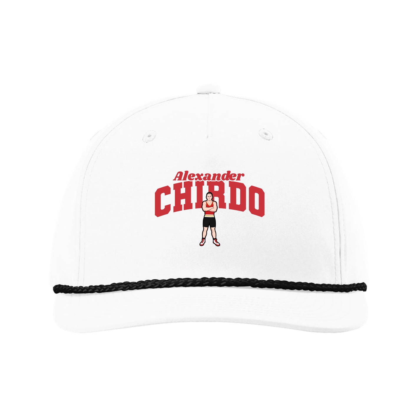 Five-Panel Classic Rope Cap — Signature Arch in White