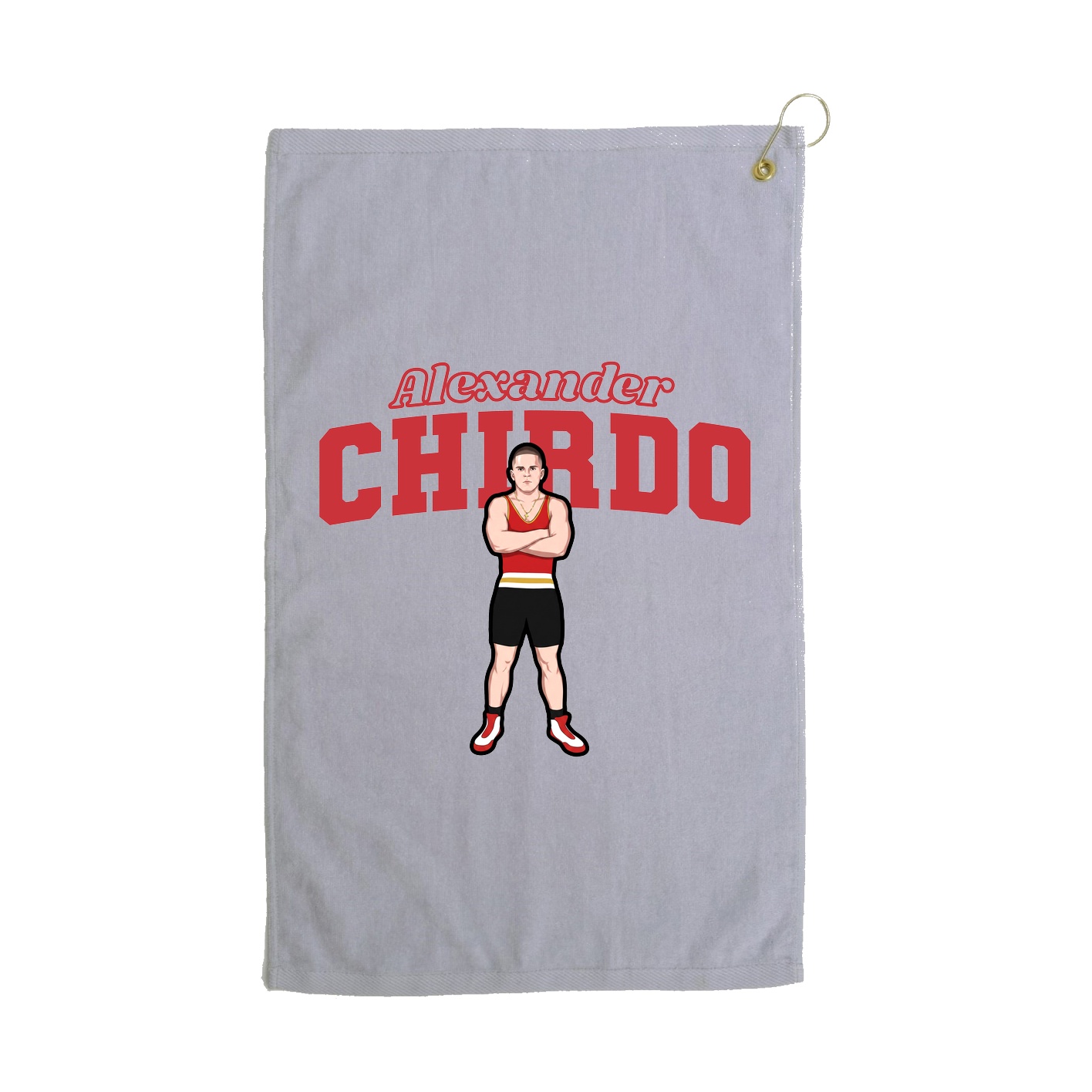 Golf Towel — Name Arch in Grey