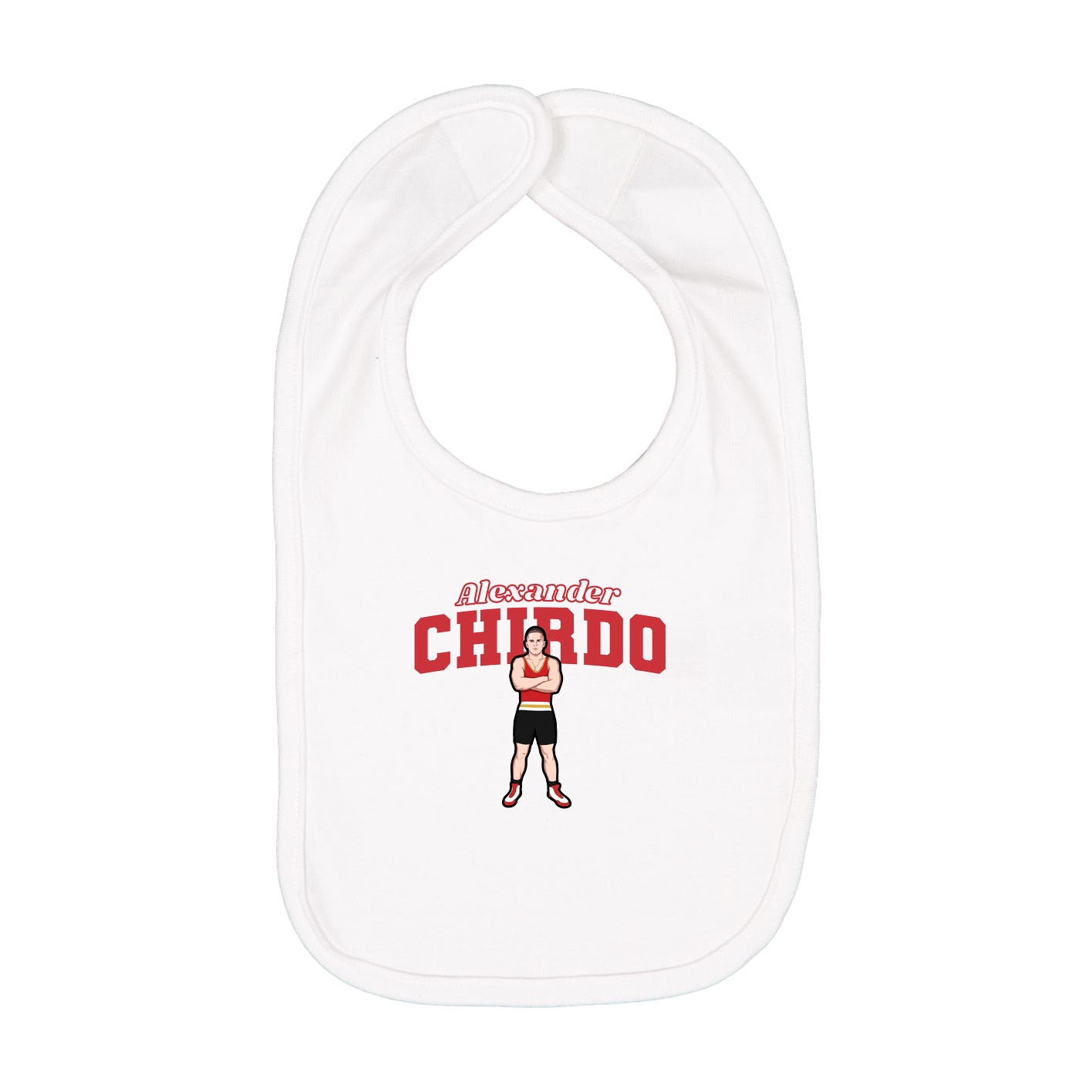 Infant Bib — Name Arch in White