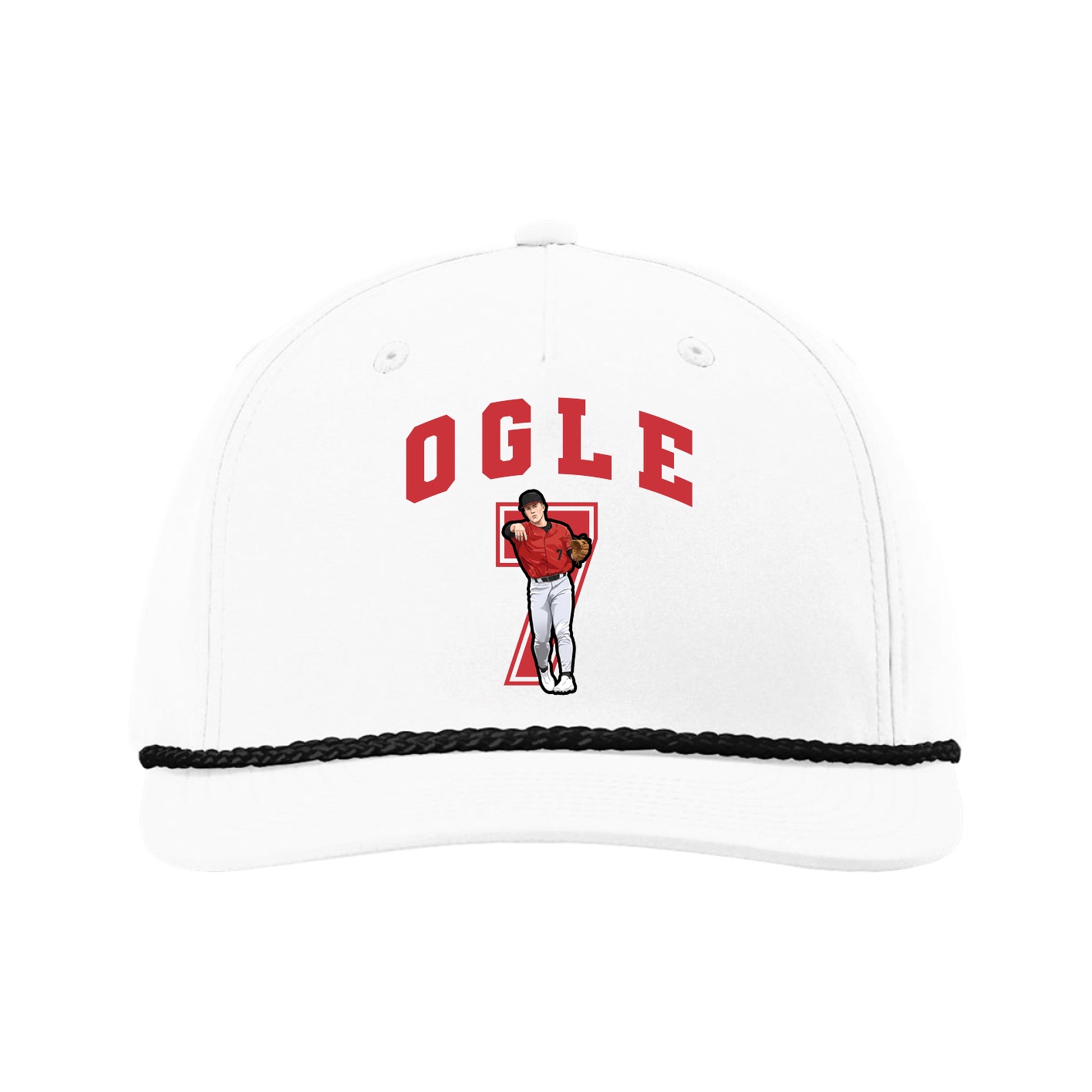 Five-Panel Classic Rope Cap — Number in White