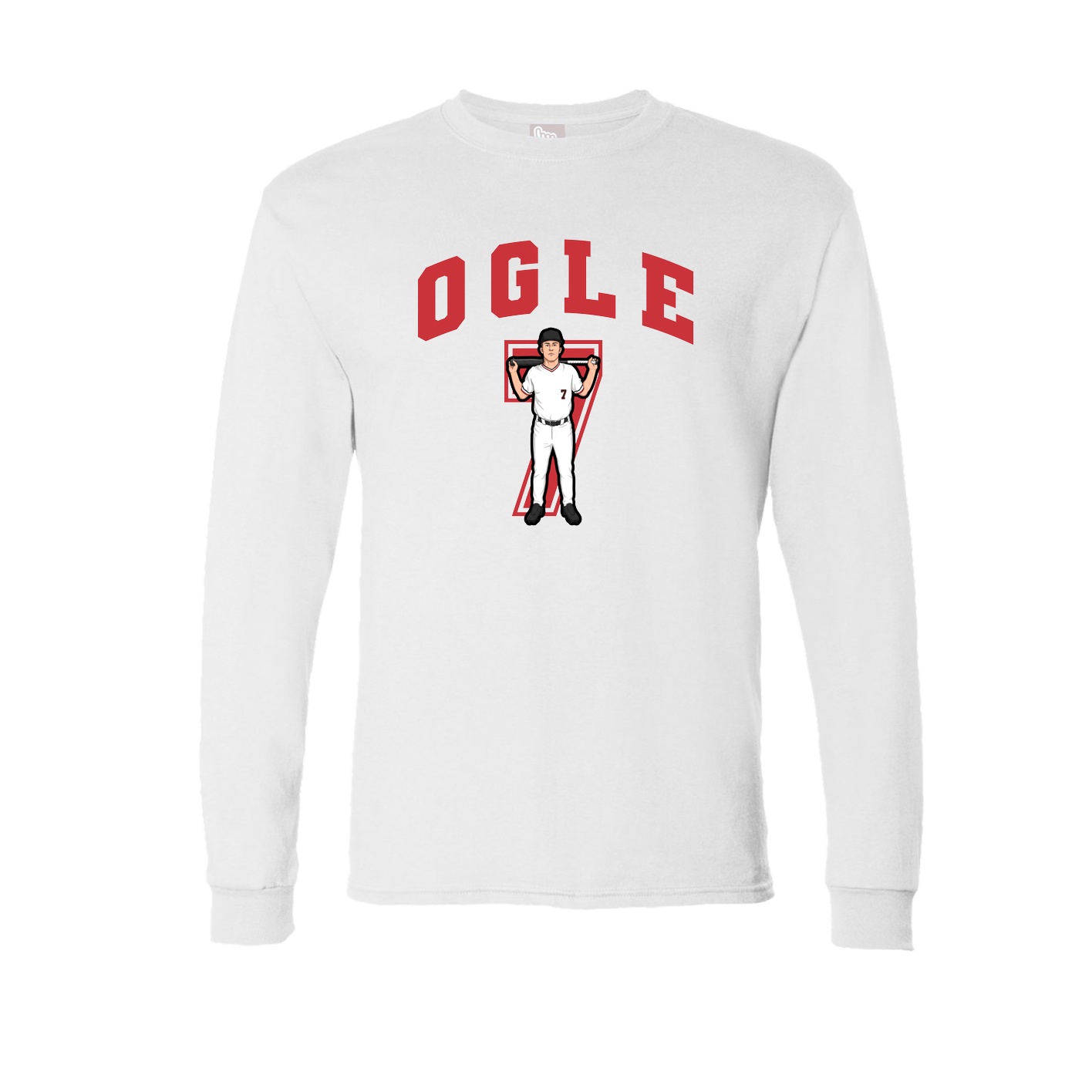 Long Sleeve Tee — Number in White