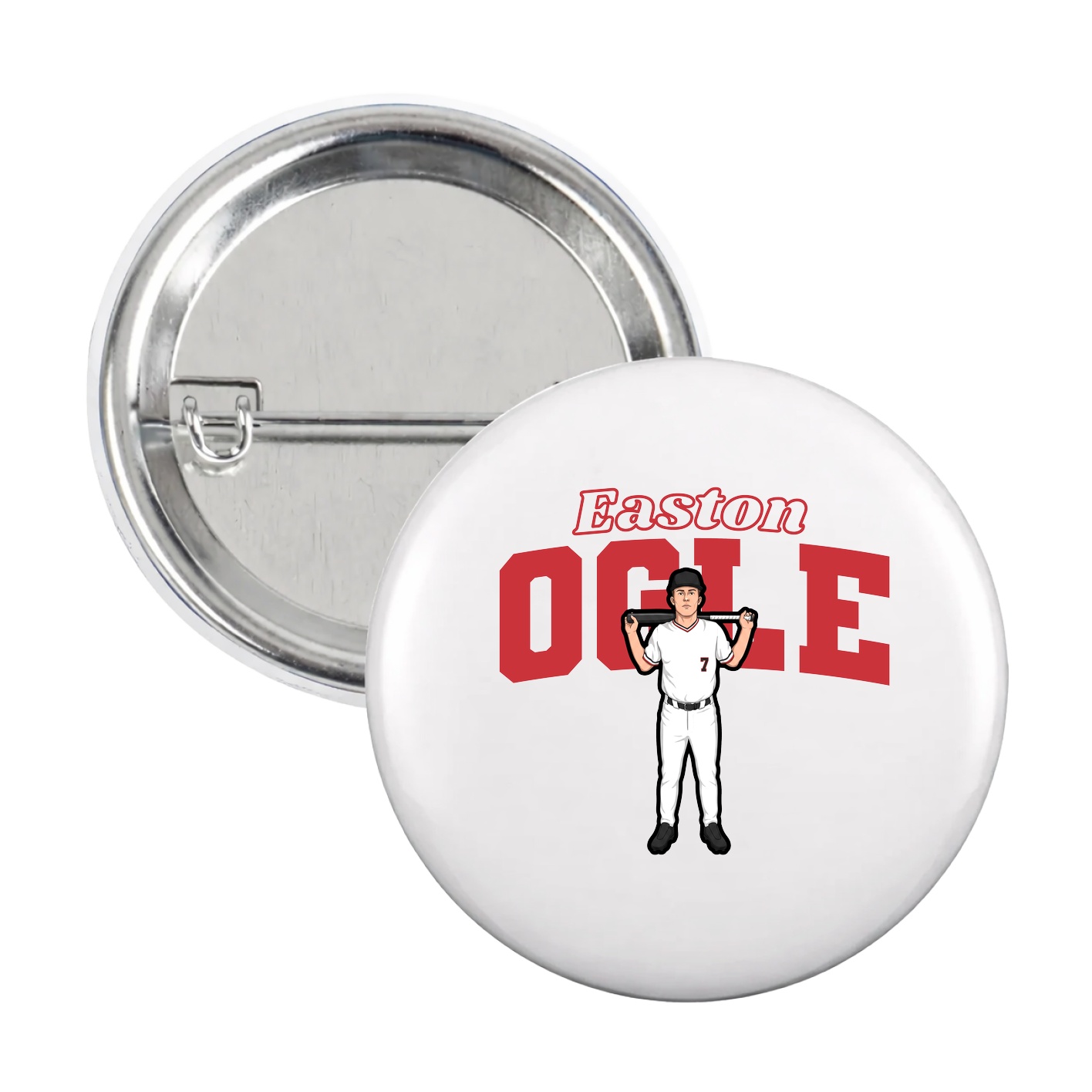 Game Day Button — Name Arch in White