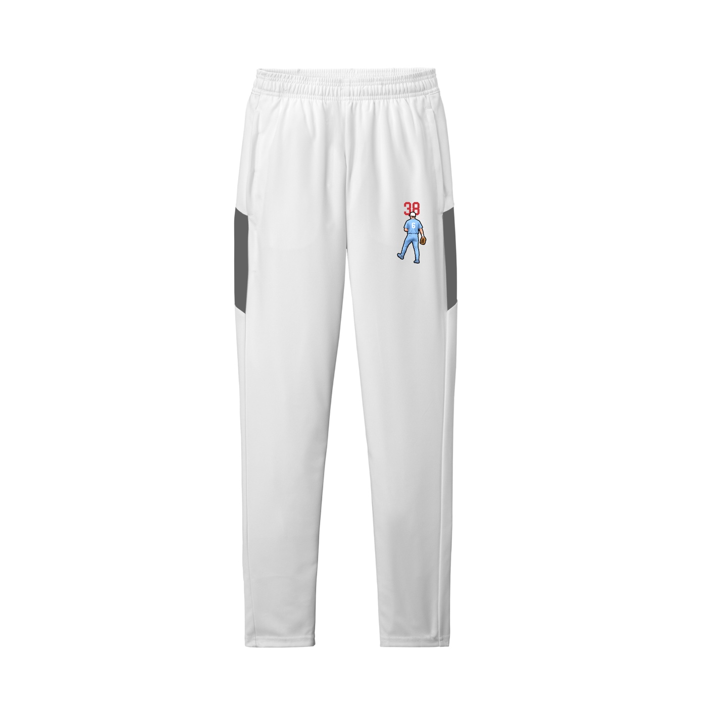 Team Travel Pant — Number Top in White/Grey