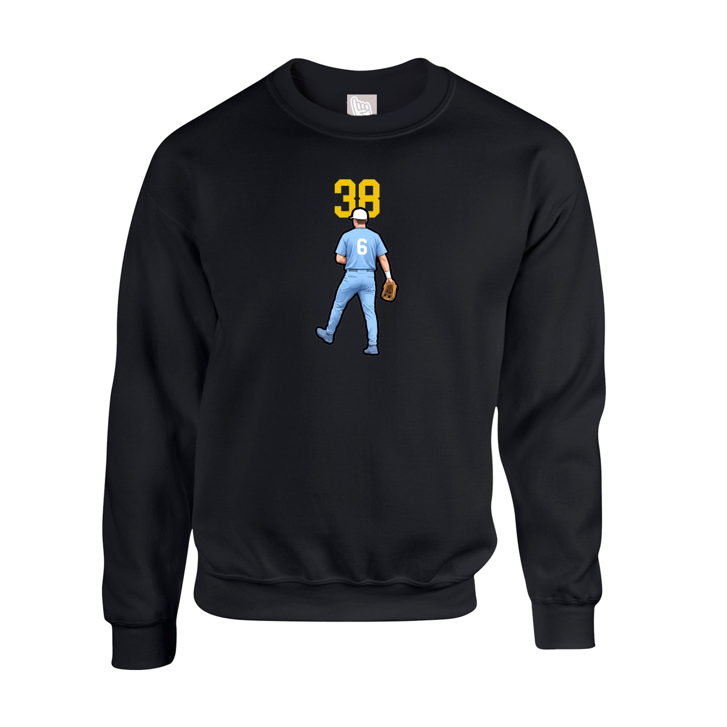 Fleece Crew — Number Top in Black